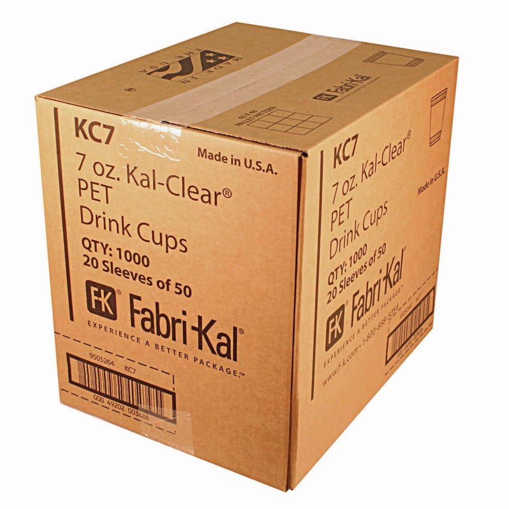 Fabri-Kal 7 oz. Clear PET Plastic Disposable Cold Drink Cup | 1000 Per Case by Kal-Clear – 7 oz, 32.0 ounces, Polyethylene Terephthalate (PET), Clear, Pack of 1000