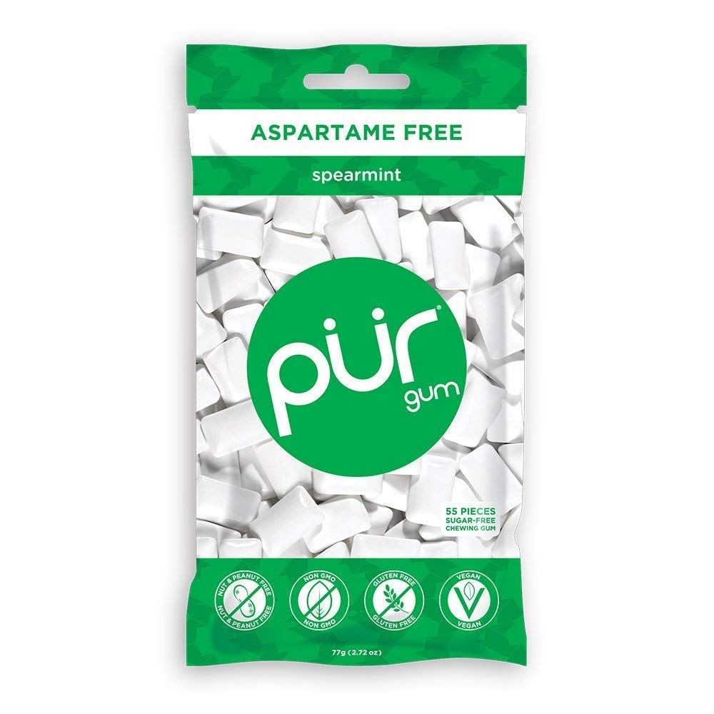 Spearmint 55 pieces by PUR Gum – 12 packs of 55 pieces each, Green, Pack of 12