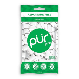 Spearmint 55 pieces by PUR Gum – 12 packs of 55 pieces each, Green, Pack of 12