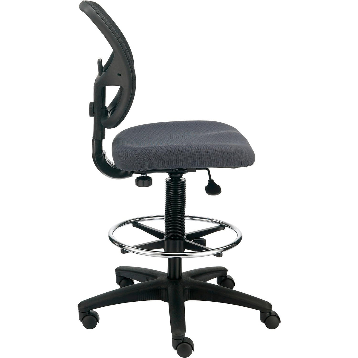 Armless Mesh Drafting Stool by Global Industrial – 16.5"H x 17.75"W, Plastic, Grey, Model A2813TMIX-GY