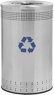 Commercial Zone 782729 Precision Imprinted Stainless Steel Recycling Bin - 45 Gallon