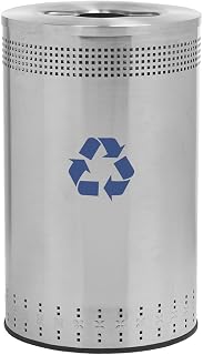 Commercial Zone 782729 Precision Imprinted Stainless Steel Recycling Bin - 45 Gallon