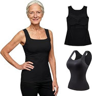 Tank Tops with Built in Bras for Older Women Wide Strap Comfort Bra Tanktop