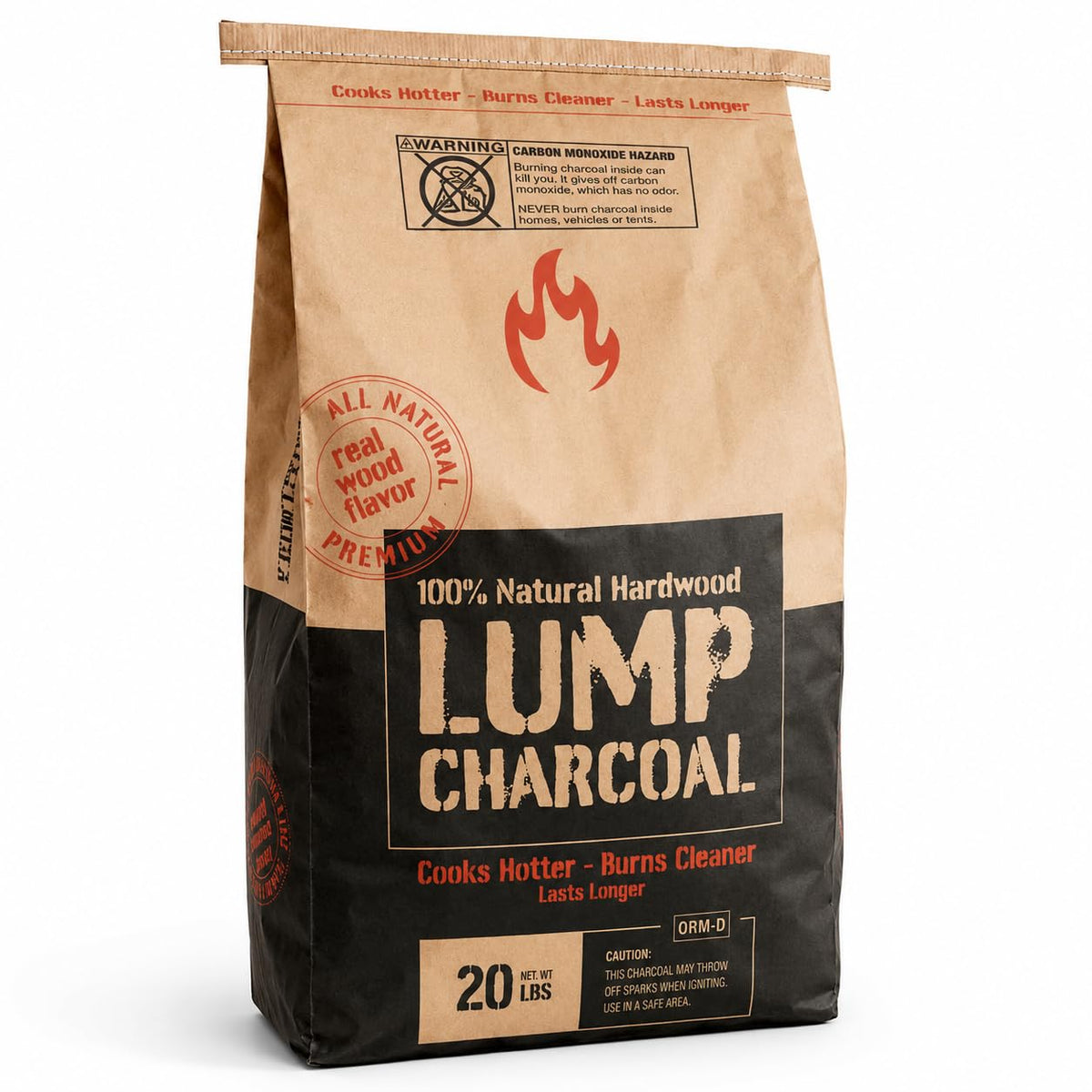 Glownary Natural Hardwood Lump Charcoal – 20 lb Bag, Premium Oak, Ebony and Mesquite Blend for BBQ, Grilling and Smoking