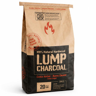 Glownary Natural Hardwood Lump Charcoal – 20 lb Bag, Premium Oak, Ebony and Mesquite Blend for BBQ, Grilling and Smoking