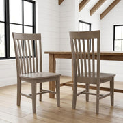 Solid Wood Dining Chair with Mission-Style Frame by Furnifact – Wood, Washed Gray Taupe, Pack of 2