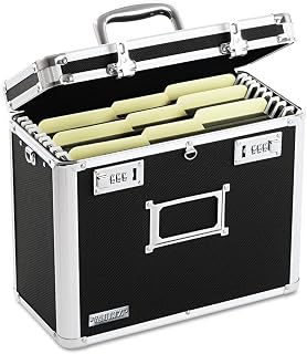Vaultz VZ01187 Locking File Tote Storage Box, Letter, 13-3/4 x 7-1/4 x 12-1/4, Black
