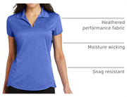 Women's Trace Heather Polo by Port Authority – Medium, Rayon, True Royal Heather, Model SNM-1064483