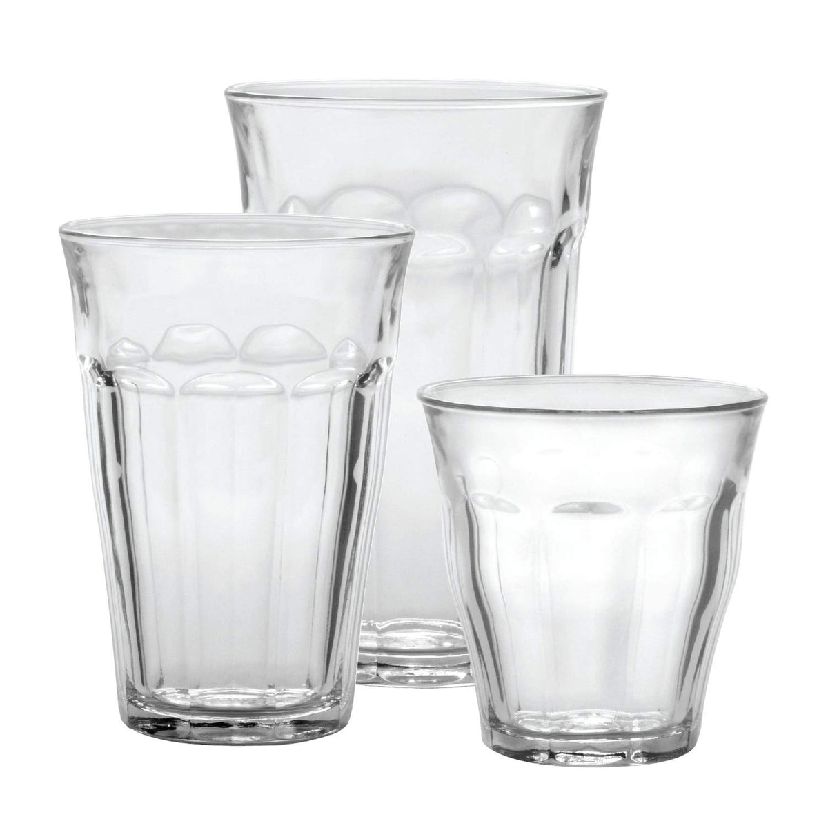 Picardie 18 Piece Clear Tempered Glass Drinkware and Tumbler Cup Set for Wine by Duralex – 17 Ounces, 17 fluid_ounces, Tempered Glass, Clear, Model CC 1/18