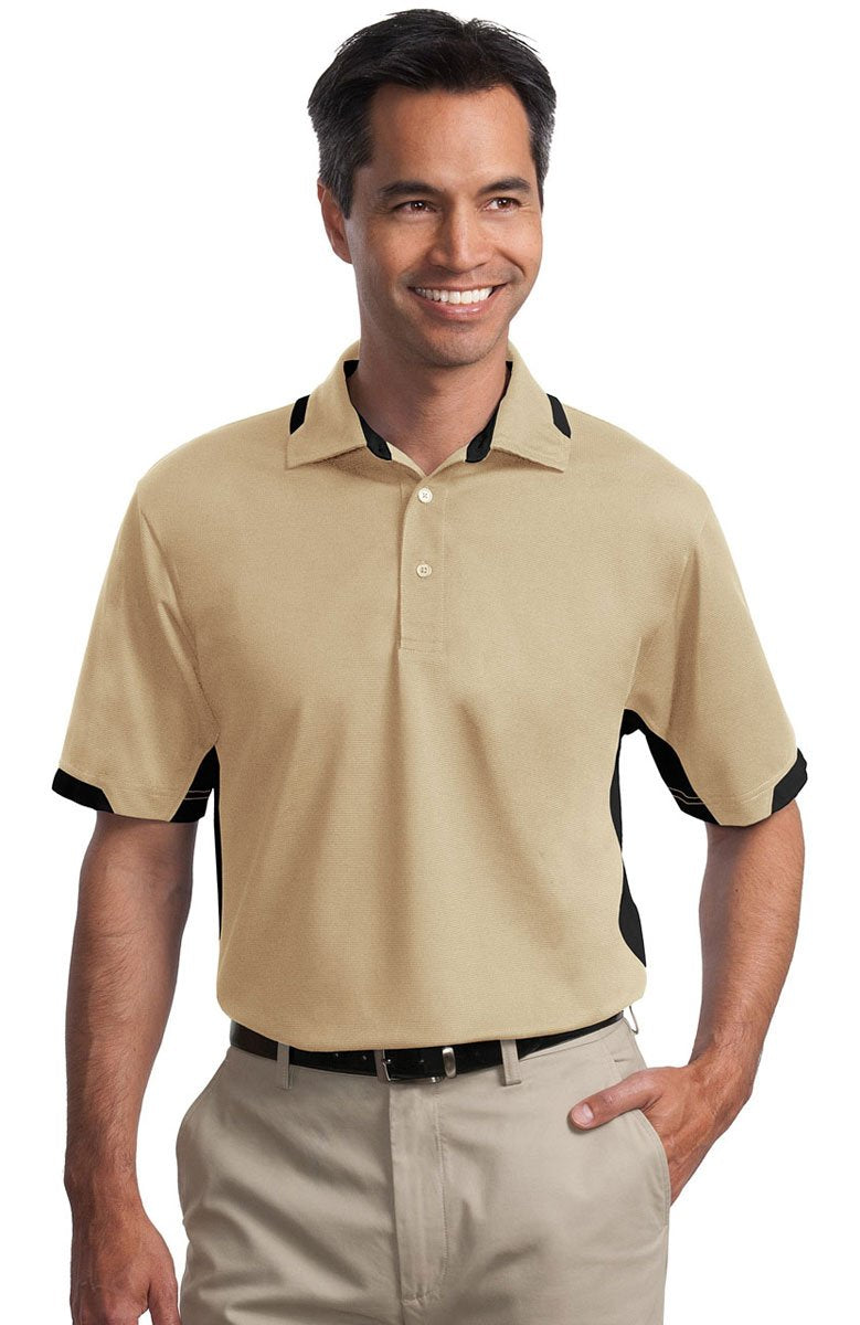 Men's Dry Zone Colorblock Ottoman Sport Shirt - Stone/Black 2XL by Port Authority – XX-Large, Polyester, Stone/Black, Model K524