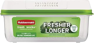 Rubbermaid FreshWorks Saver, Large Short Produce Storage Container, 11.3-Cup, Clear