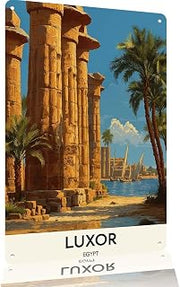 Luxor Egypt Scenery Metal Sign Wall Decor 12x8in
