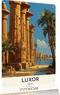 Luxor Egypt Scenery Metal Sign Wall Decor 12x8in