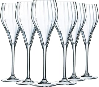 Chef & Sommelier Symmetry Champagne Flute 16 cl Set of 6 | Resistant transparent glass, champagne and creamy glass, dishwasher-safe, made in France