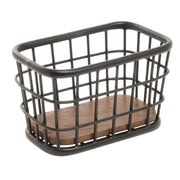 Black Iron and Brown Mango Wood Display Basket - 10" L x 6" W x 6" H by HUBERT – Iron, Black, Model MDA-HJ05