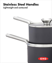 Professional 1.7QT and 2.3QT Saucepan Pot Set with Lids Hard Anodized Ceramic Nonstick Cookware PFAS-Free Induction Suitable Stainless Steel Diamond Reinforced Coating Dishwasher/