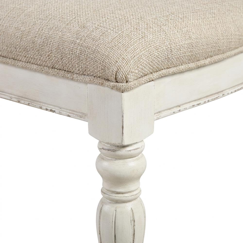Chenille-Upholstered Side Chair Set of by Starlight Canyon Home – Solid + Manufactured Wood, White, Pack of 2