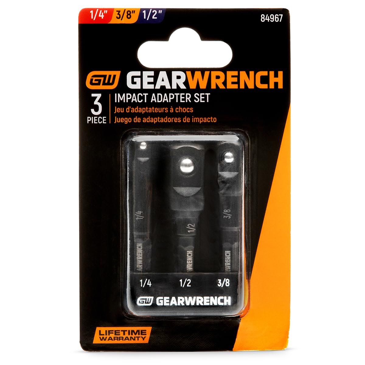 3PC 2.5" Impact Adaptor Set by GEARWRENCH – Black / Black, Model 84967