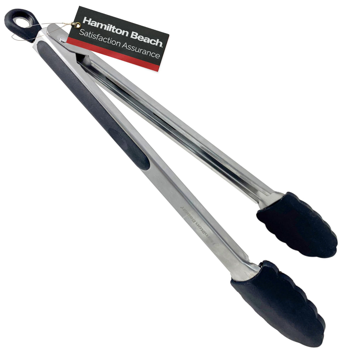 Stainless Steel 12in Food Tong with Silicon Top by Hamilton Beach – Tongs, Stainless Steel, Black, Model HGA107