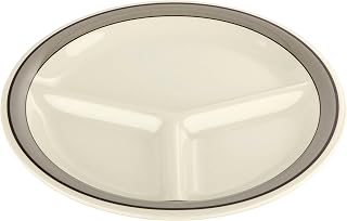 G.E.T. CP-10-CA-EC Heavy-Duty 3-Compartment Divided Plastic Plates, 10.25", Black (Set of 4)