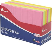 AbilityOne NSN4181212 - Self-Stick Note Pads Neon - Lined - 4" x 6"