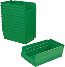 Akro-Mils 30130 Heavy Duty Plastic Shelf Bins, 12"x 6.5"x 4", Green, 12-Pk | Heavy Duty Nesting Storage Bins for Garage, Closet, Refrigerator, Kitchen, Cabinet, Drawer Organization, Pantry Organization