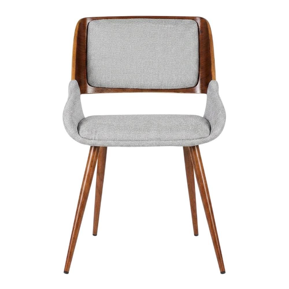 Walnut Wood Mid-Century Modern Dining Chairs Set of by Furnifact – Walnut, Gray Fabric/Walnut, Pack of 2