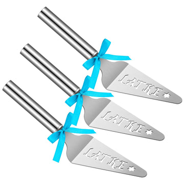 Teenyyou Hanukkah Latke Server Set, Stainless Steel, Silver with Blue Ribbons