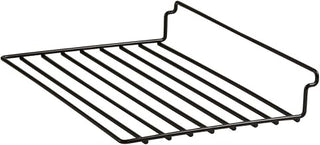 Econoco Straight Shelf, 12" Length x 8" Depth, Black 6 Pack | Heavy-duty wire or wood shelving for gridwall, slatwall, or shelving standards, professional retail display surface