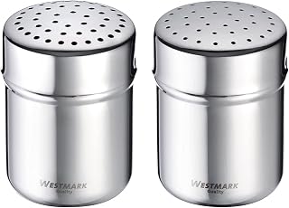 Westmark 2 Spice shakers, coarse and fine, with lid, Volume: Approx. 80-100 g, Plastic/Stainless Steel, coarse, Silver/Transparent, 695222E6
