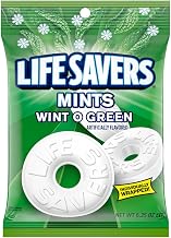 LIFE SAVERS Wint O Green Individually Wrapped Mints, Candy Variety Pack for Snacking, Sharing, Office Parties, and Pantry Stocking, 6.25 oz (12 Hard Candy Bags) | Everyday mint candy, individually wrapped candy, strong Wint O Green hard candies for breath refreshing at the office,pantry