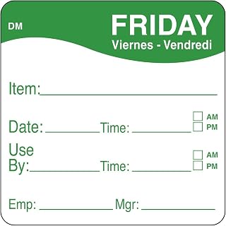 DayMark Safety Systems DAYMARK FOOD SAFETY Label 2x2 DissolveMark Use By Grn Friday, 250 CS