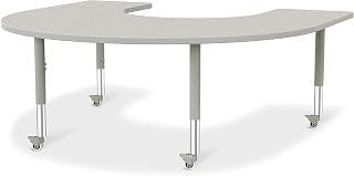 Jonti-Craft Berries 6445JCM000 Horseshoe Activity Table - 66" X 60", Mobile - Freckled Gray/Gray/Gray