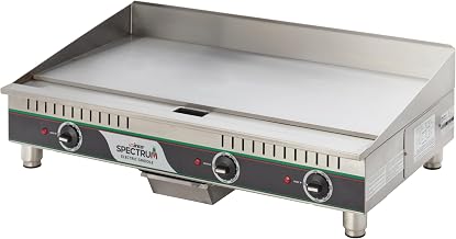 Winco 36" Commercial-Grade Electric Griddle | 3 heat zones, 3" backsplash, Removable grease drawer, Great for Breakfast Foods, Burgers, Sandwiches and Restaurant Kitchens