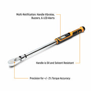 1/2" Drive Flex Head Electronic Torque Wrench by GEARWRENCH – 1/2" Drive Flex Head, Alloy Steel, Multicolor, Model 85079