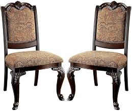 Starlight Canyon Home Brown Upholstered Dining Chair Set of 2 with Fabric Seat and Solid Wood Frame – Elegant Kitchen and Dining Room Seating Solution