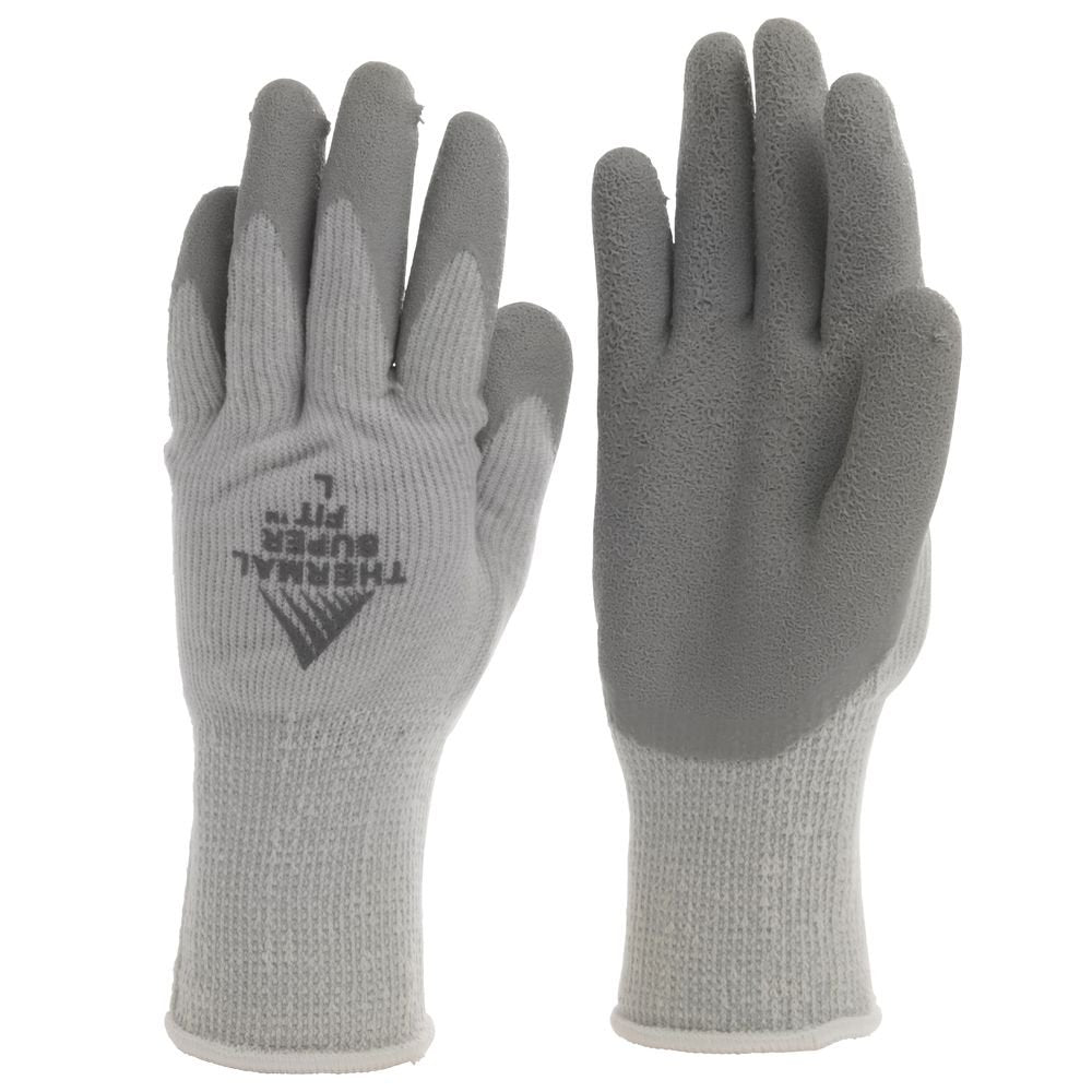 Super-Fit Thermal Work Gloves with Natural Rubber Coated Palm Grey Knit - Large by SUMMIT GLOVE INCORPORATED – Large, Knit, Grey, Pack of 2, Model A304TH-L