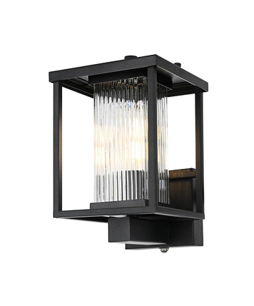 Dover One Light Outdoor Wall Sconce Black by Lighting Design – Iron, Black, Model OD302W12BK