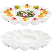 Hedume Ceramic Deviled Egg Tray, 12 Cup Capacity, White