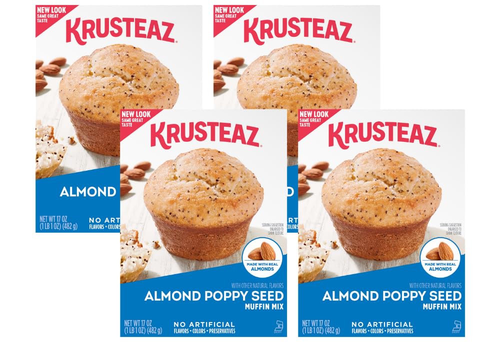 Krusteaz Almond Poppy Seed / 17 Ounce (Pack of 4) / 4 Muffins & Quickbreads