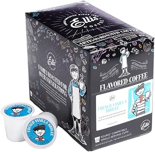 ELLIS COFFEE French Vanilla Brulée - Single Serve Coffee Pods - For Use in Most K-cups and Keurig 2.0 Brewers - 24 Coffee Pods