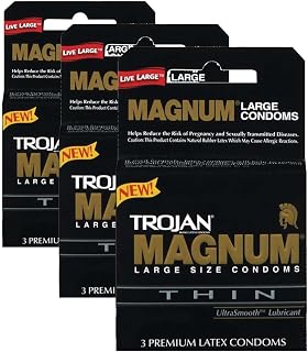 TROJAN Magnum Thin Lubricated Condoms, 3 Count (Pack of 3)
