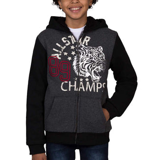 Boys Hoodie Gray Grey Charcoal Sherpa Lined Allstar 89 Champs Full-Zip Jacket (XS (5-6)) by Lee – X-Small, Polycotton, All Star Charcoal/Black