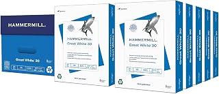 Hammermill 86700 Great White Recycled Copy Paper, 92 Brightness, 20lb, 8-1/2 x 11, 5000 Shts/Ctn