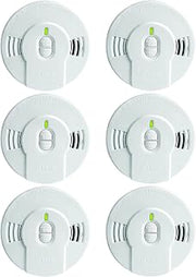 Kidde Smoke Detector, 10-Year Battery, LED Indicators, Replacement Alert, Test-Reset Button, 6 Pack, White