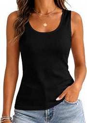 Womens Tank Tops Flowy Loose Fit Scoop Neck Soft Breathable Casual Summer Tops