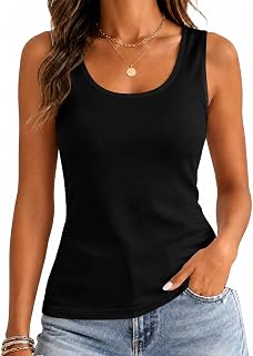 Womens Tank Tops Flowy Loose Fit Scoop Neck Soft Breathable Casual Summer Tops