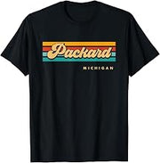Vintage Sunset Stripes Packard, Michigan T-Shirt