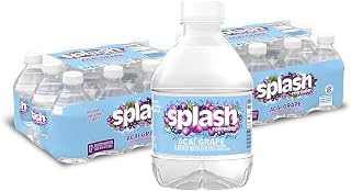 SPLASH REFRESHER Flavored Water Bottles, Acai Grape Flavor - 24 Pack | Refreshing Flavored Bottled Water with Electrolytes - Zero Sugar & Zero Calories - 8 Fl Oz