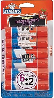 Elmer's Disappearing Purple School Glue Sticks, 0.21 oz Each, 8 Sticks per Pack (E1591)